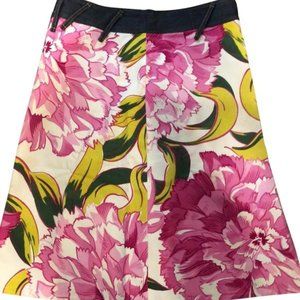 Dolce Gabana Floral Midi Skirt with Denim waistban